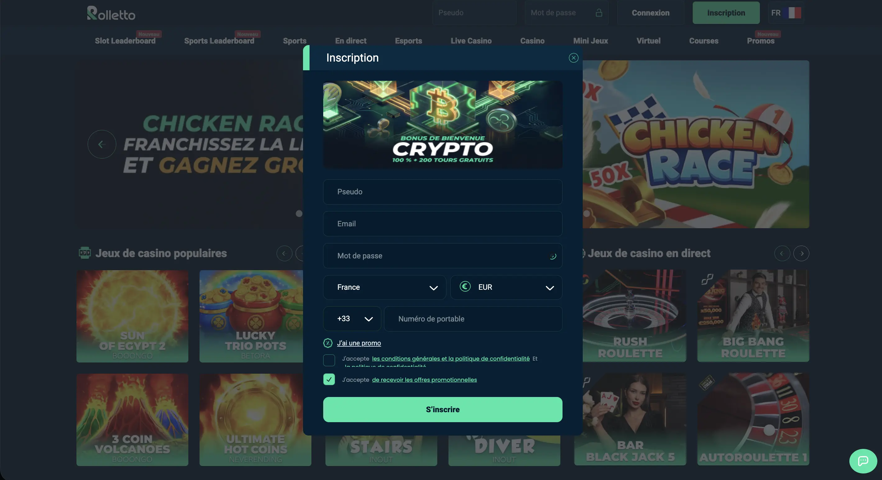 Rolletto Casino : étapes pour créer un profil joueur